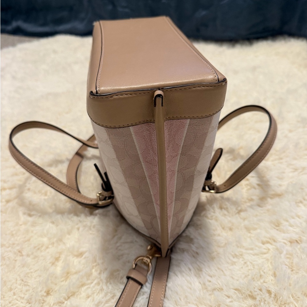 Coach Women's Pink and Beige Striped Shoulder Bag - Picture 6 of 6
